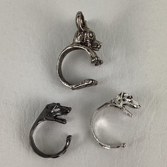 Adjustable Dog Ring Lot Dachshund Chihuahua Animal Wrap Canine Novelty Jewelry - Picture 7 of 8
